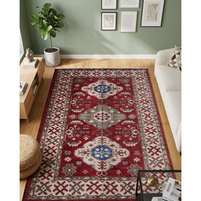 Red | Cream Silk & Wool Handmade Oriental Indoor Area Rugs Hand Knotted Rectangle