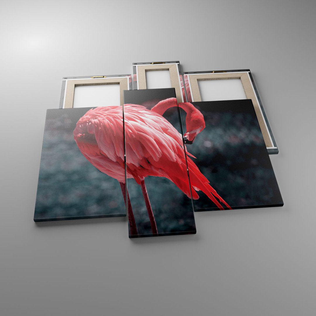 3-tlg. Leinwandbilder-Set Flamingo Pink Bird