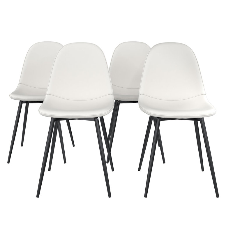 Chaise de salle à manger rembourrée Wade, Similicuir blanc