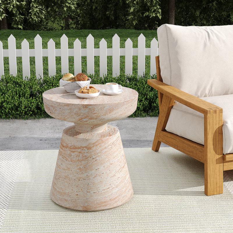 Jacqueline Lightweight Concrete MGO Side Table, Antique Copper