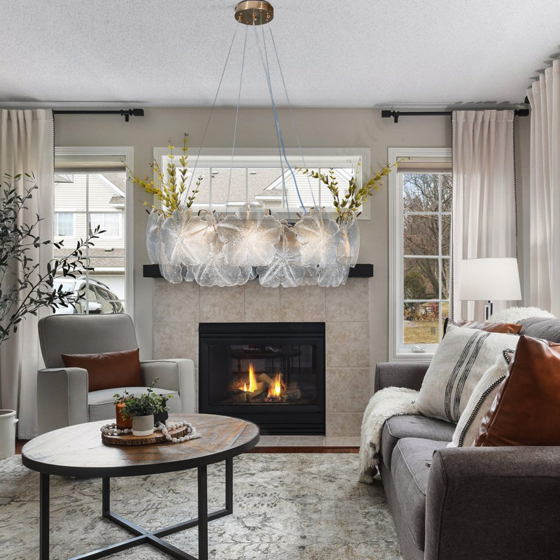 Luminaire suspendu luxueux luxueux en forme de flocon de neige à cinq feuilles en or moderne