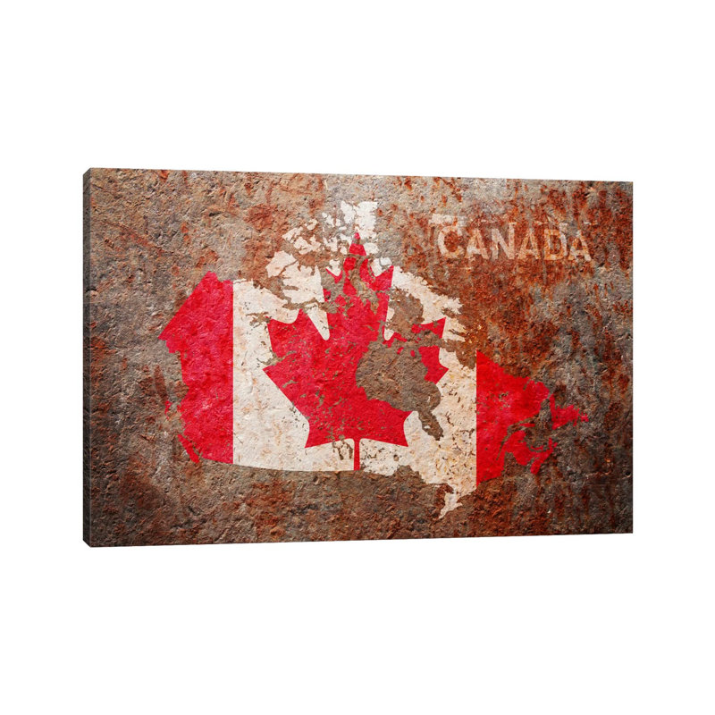 Canada Flag Map by Michael Tompsett - Wrapped Canvas Painting, 101.6 cm H x 66.04 cm W x 1.91 cm D