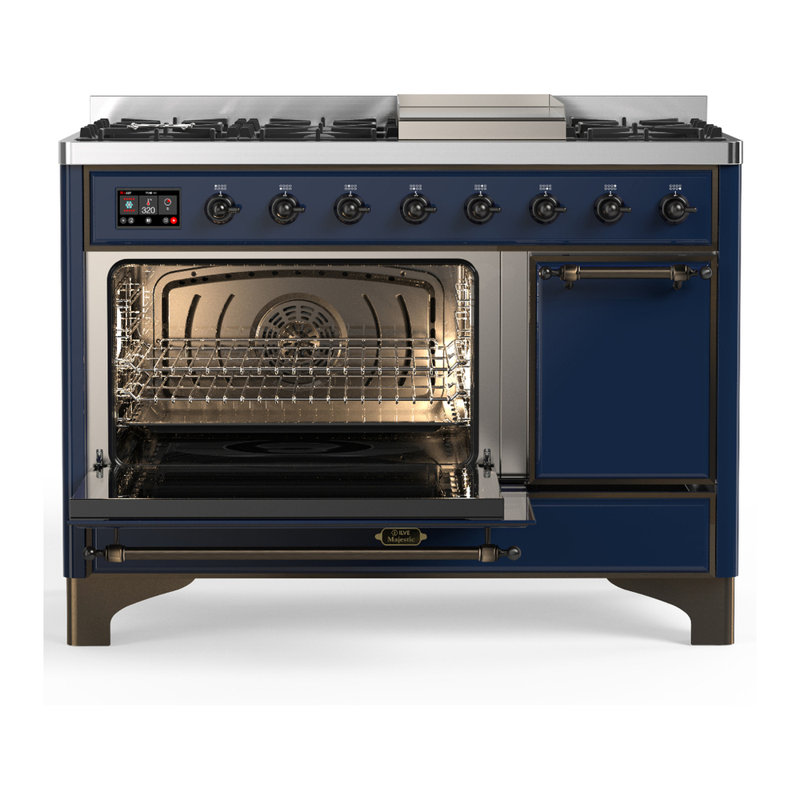 Majestic III Series 48 Inch Dual Fuel Range with 5 Sealed Burners, Griddle, Frenchtop in Matte Graphite (Natural Gas, Burnished Trim)