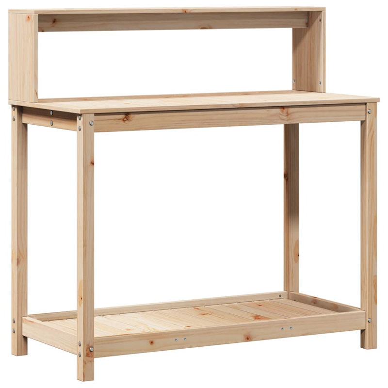  Potting Table Natural Pine Solid Pine Wood Large Potting Table, Natural, 43.1" H x 42.5" W x 19.7" D