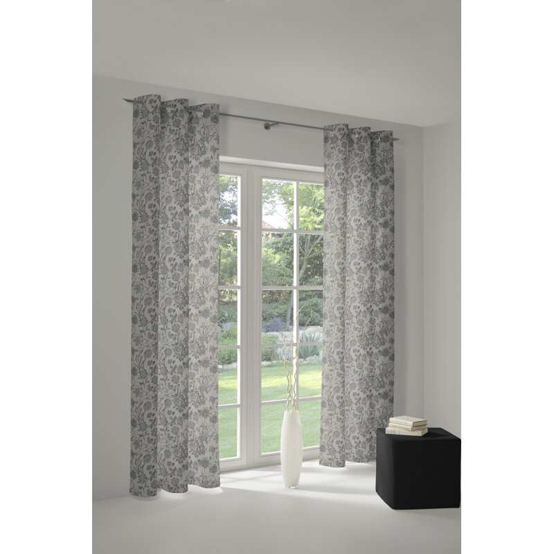 Micheal Cotton Room Darkening Curtain Single Panel, Dark Grey, 145cm Width x 145cm Drop