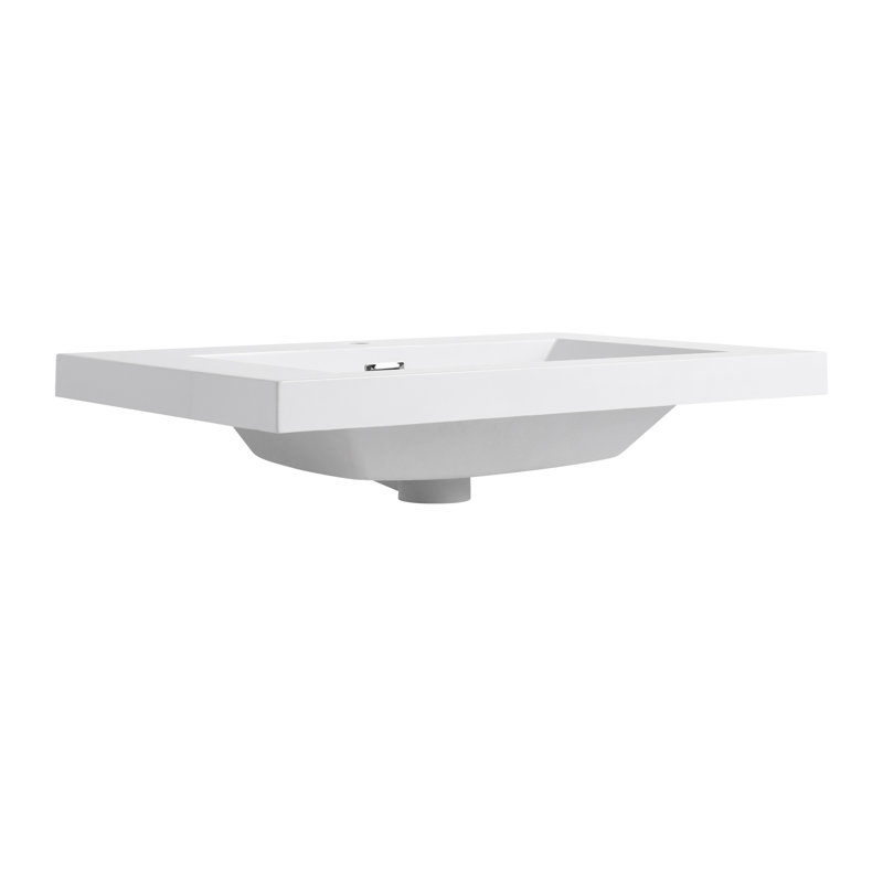 Comptoir de meuble-lavabo en résine blanc brillant Premium Roomfitter, lavabo de remplacement intégré