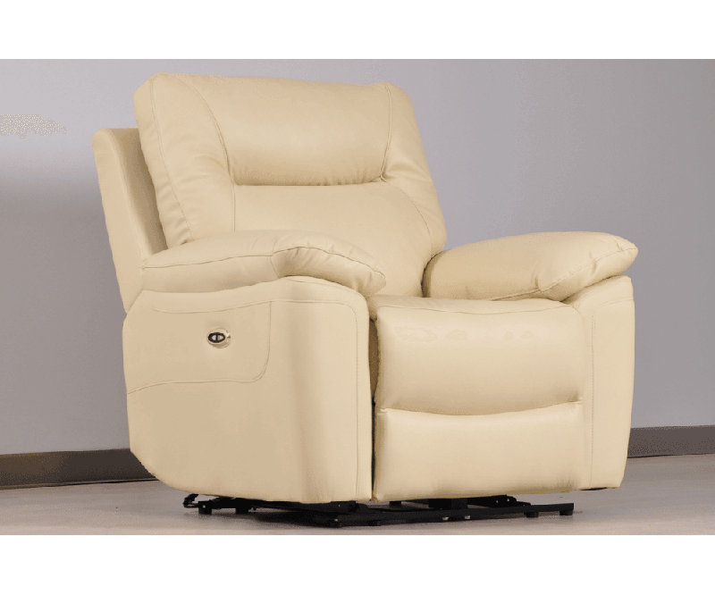 Celarian Genuine Leather Electric Power Recliner Armchair, Cream