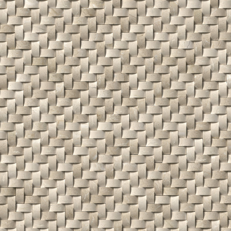 Crema Marfil Herringbone 12 in. x 12 in. Polished Marble Mosaic Wall Tile, Crema Marfil