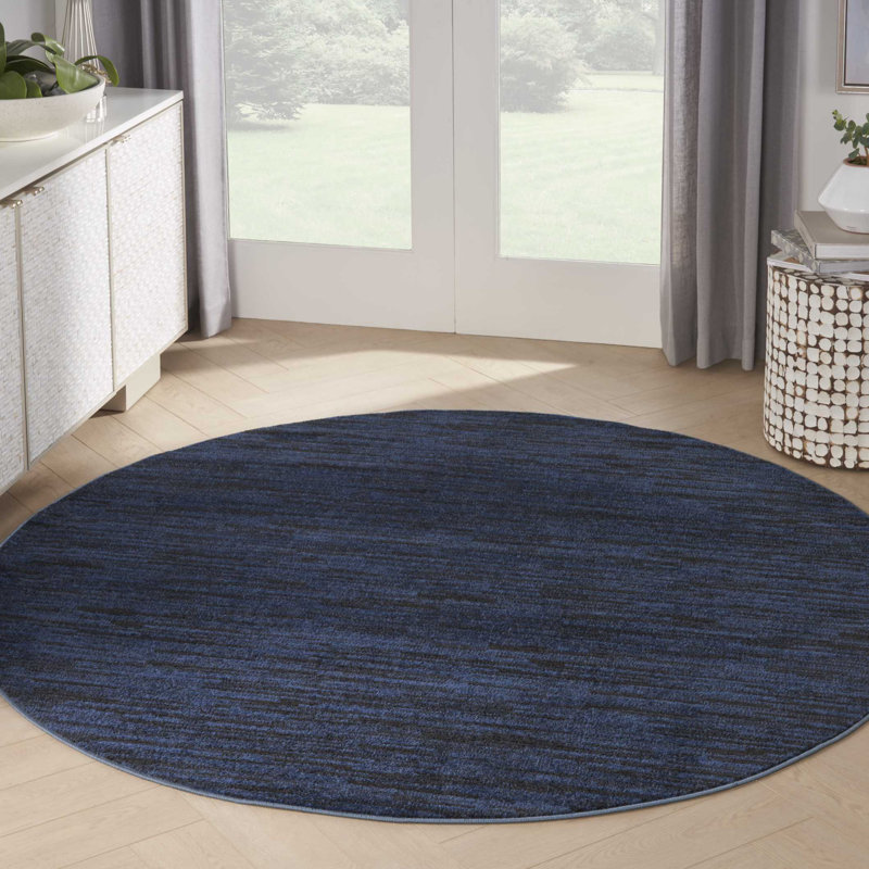 Tapis intérieur / extérieur bleu Mullican Sandy, Rond 6 pi