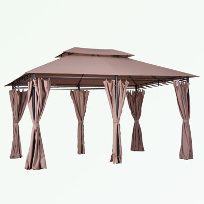 Pavillon de jardin d'extérieur en acier avec rideaux