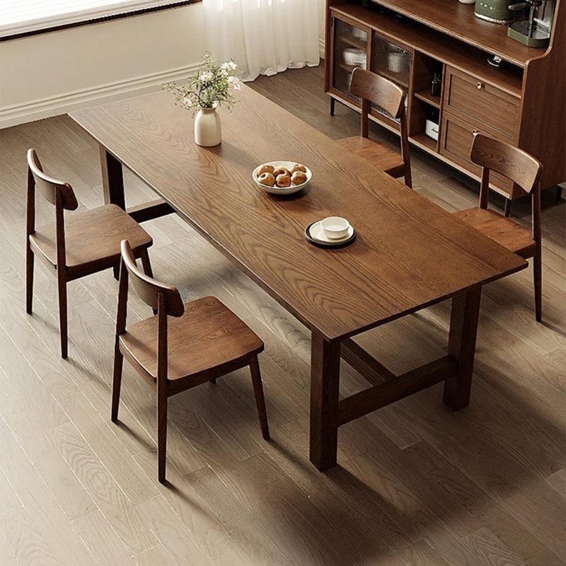 Brown Rectangular Solid Wood Trestle Dining Table, 29.53"H x 70.87"L x 31.50"W