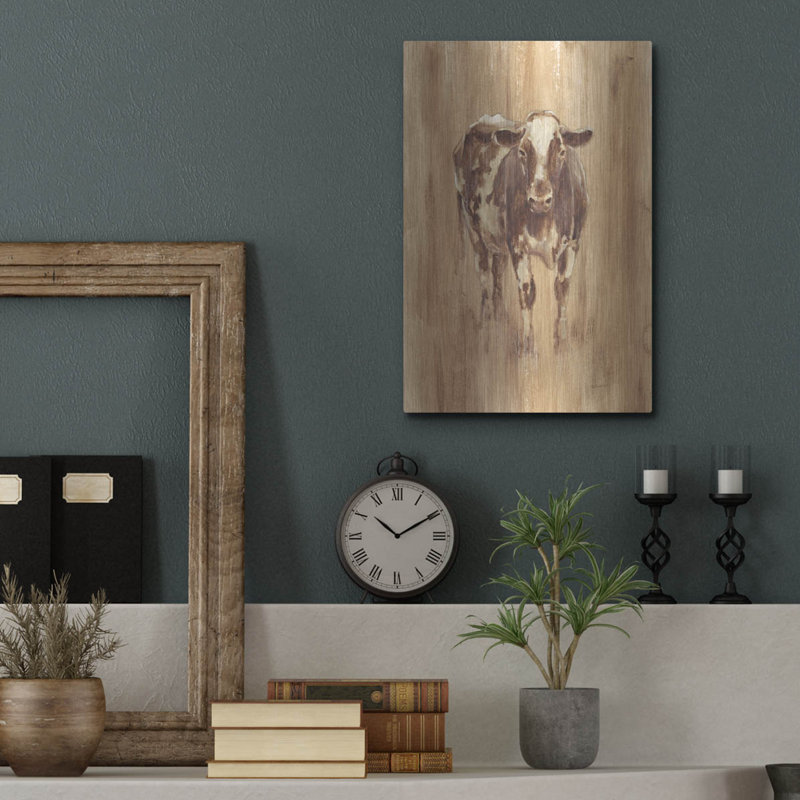 Luxe Wood Art «Wood Panel Cow» par Ethan Harper Me «Wood Panel Cow» par Ethan Harper, H 16 po x l 12 po