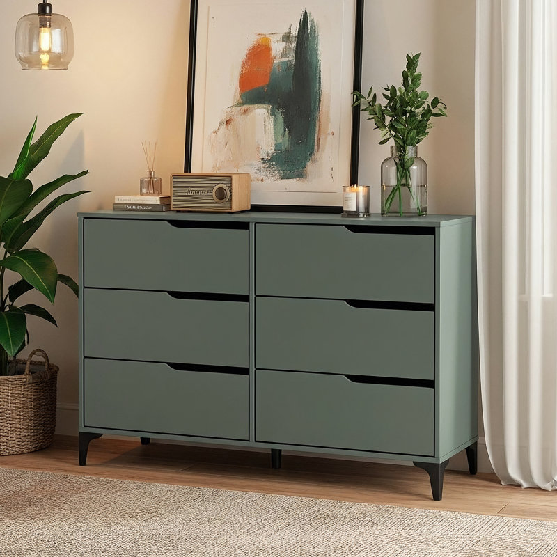 Commode double 6 tiroirs l 46,5 po Norcross, Vert