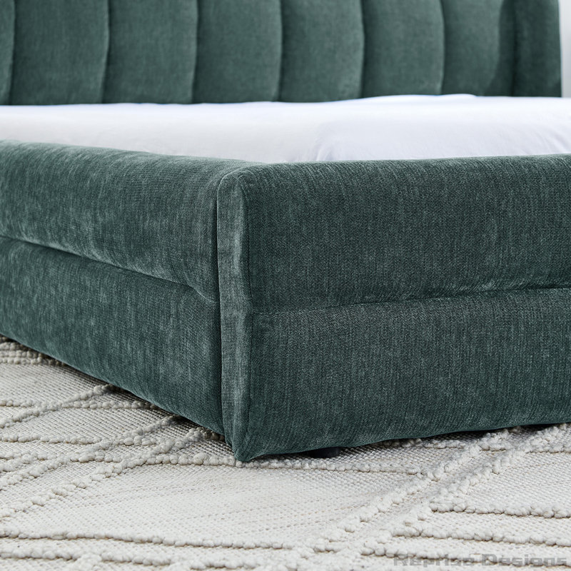 Structure de lit rembourrée avec tissu épais, Vert