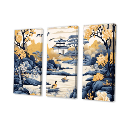 «Blue and Yellow China Blooming Landscape II», art mural Chine