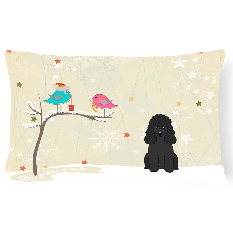 Coussin lombaire d’intérieur/d’extérieur carré de noël, Noir