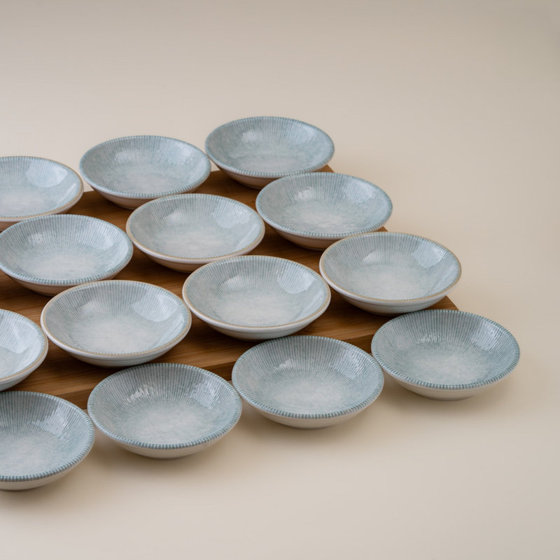 Paros-Aqua Assiette ronde miniature creuse en porcelaine de qualité supérieure, 3.7x3.7x0.94"