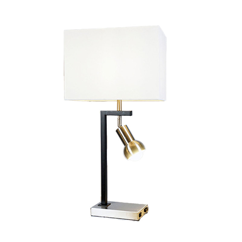 Ensemble de 2 lampes de table Limy, abat-jour blanc, cadre chromé et noir, 29 pouces