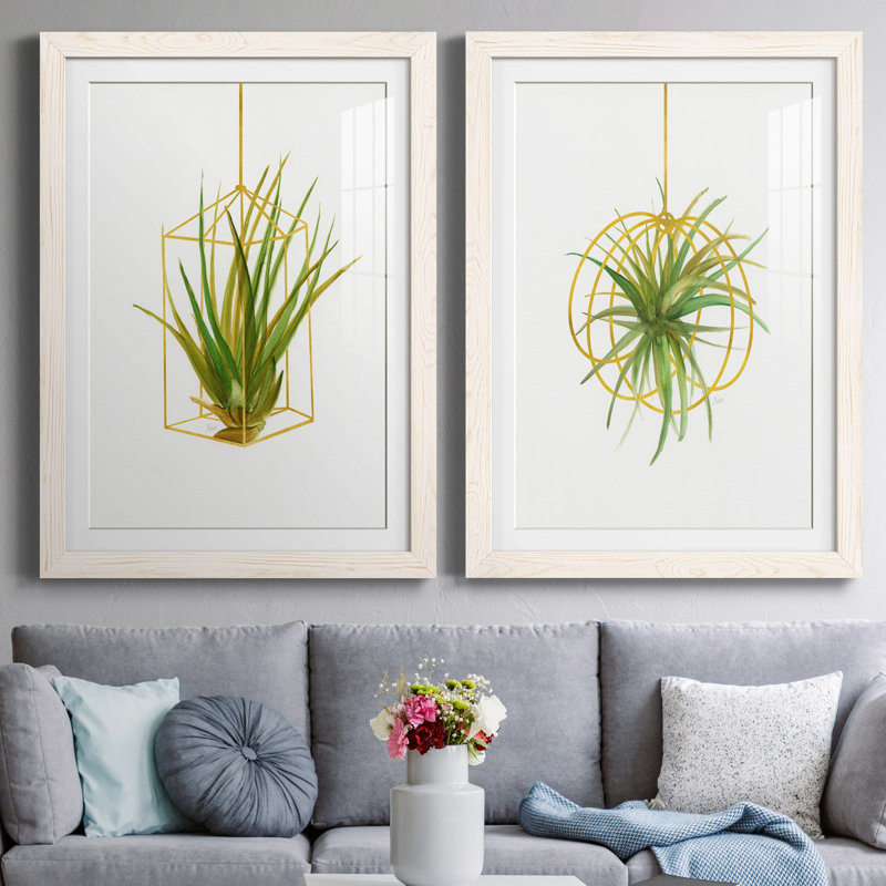 «Hanging Airplant II», ensemble de 2 impressions, Papier encadré blanc, H 32 po x l 23 po x P 1 po