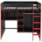 Dakota Gamer Loft Bed with Desk, Open Wardrobe & RGB Lights-124549081