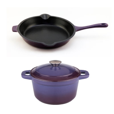 Maniteau 3 - Piece Non-Stick Enameled Cast Iron Cookware Set