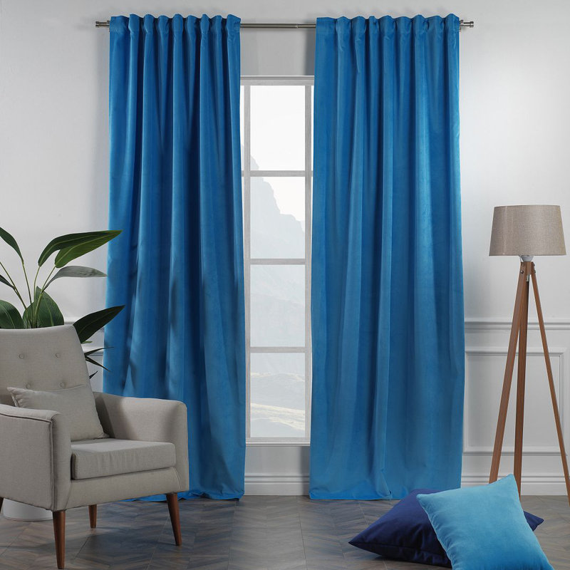 Panneau simple décoratif extra large en velours mat sur mesure, L 52 po x L 156 po, 42 BLEU HONOLULU