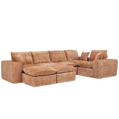 Space-saving Modern Boucle Sectionals With Diy Combination For Home