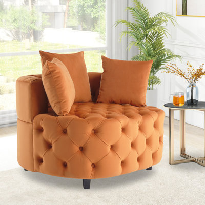 Velvet Seat Reception Chair with Wood Frame