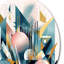 Rose embrassant le vide sur bleu I - Minimalisme abstrait, art mural rond sur métal-88599014