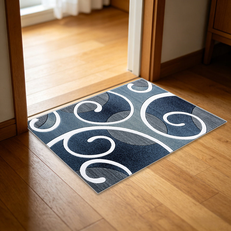 Blue Swirl area rugs for Living Room, Soft and Comfortable, Suitable for all seasons, easy to maintain, machine washable Indoor floor mat, Under Table Farmhouse suitable for Bedroom, Dining Room, Study, Patio, Balcony, Home Decor