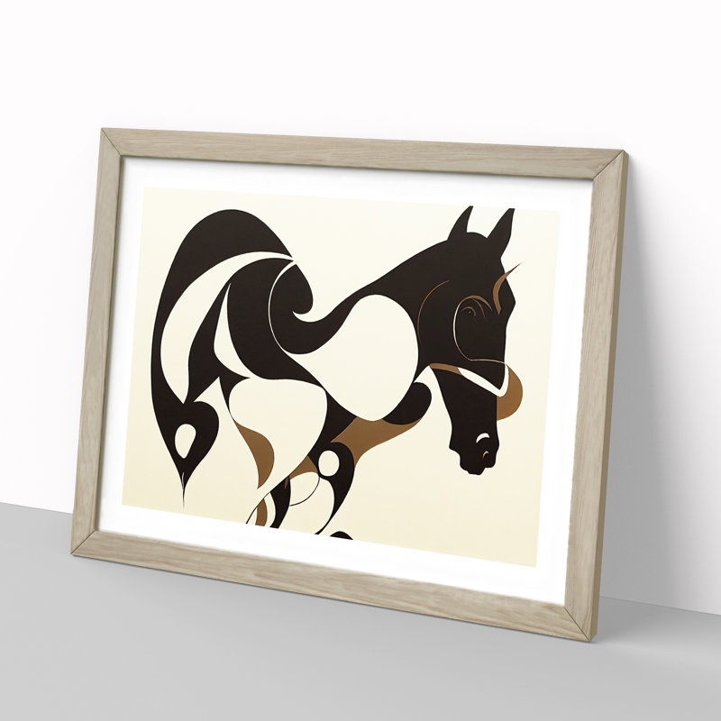 XH1022-8699X Supreme Abstract Horse - Single Picture Frame Print, 25cm H x 34cm W x 2cm D, Oak