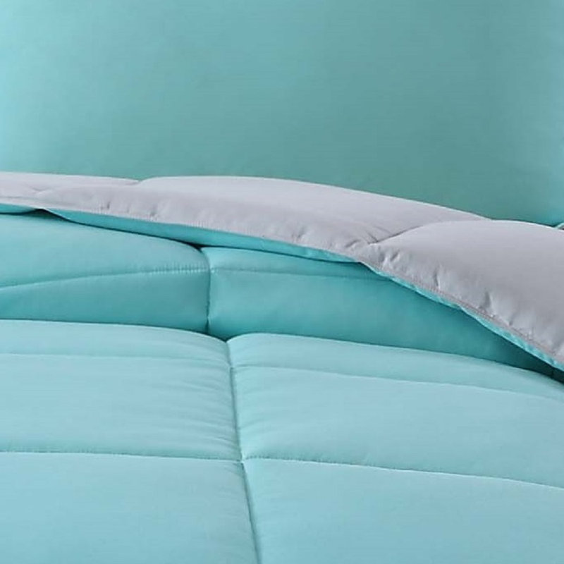 Ensemble d'édredon réversible pour enfants , Turquoise/gris, Édredon double / grand + 2 taies décoratives sta