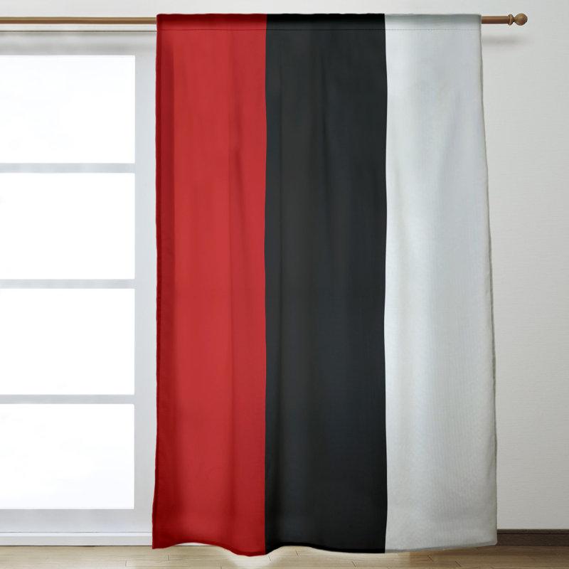 Mississippi Rebellion Sateen Room Darkening Curtain Single Panel, Scarlet/Black/White