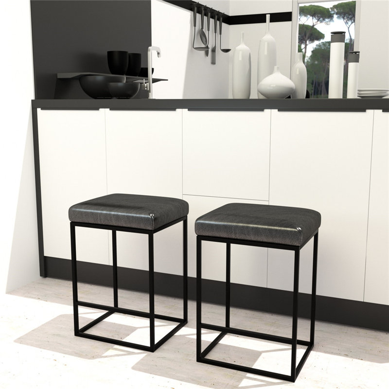 Tabouret de bar et de comptoir Lilyeve, Noir, Tabouret de comptoir (siège d'une hauteur de 24 p