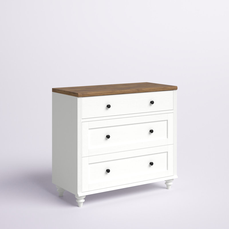 Scarlett 33.9'' W 3 - Drawer Dresser, White/Brown