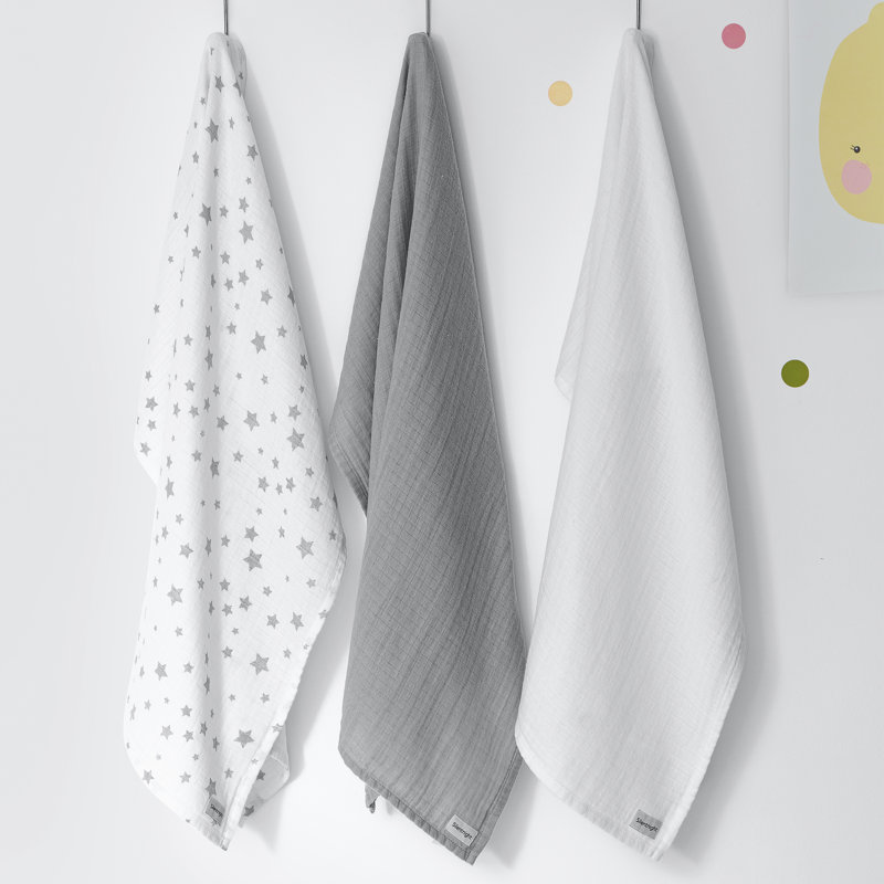 Nursery Bedding Bamboo Hooded Towel Bundle Set, Grey