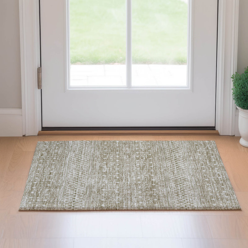 Premium Machine Washable Prisco Taupe Rug, Rectangle 1'8" x 2'6"