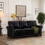 2 + 3 places en similicuir noir dans le salon, support confortable avec bande élastique et éponge haute, canapé modulaire à construction rapide en 40 minutes pour structure en bois massif, housses de coussin de dossier amovibles