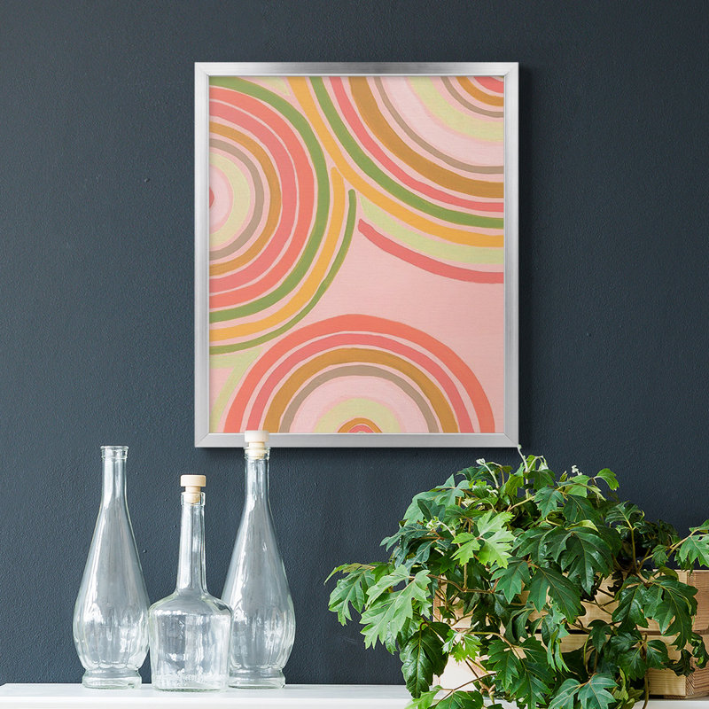 Abstrait arc-en-ciel I, toile encadrée de qualité supérieure - prête à être accrochée, H 24 po x l 20 po, Argent