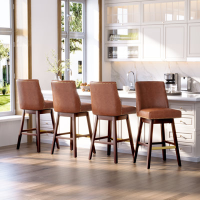 Eriqa Swivel 30.6'' Bar Stool, Brown