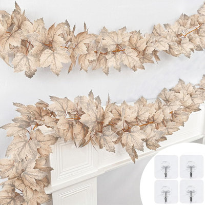 Ensemble de 2 guirlandes d'automne de 6 pi décorations d'automne pour la maison, décorations d'automne guirlandes à feuilles d'érable avec crochets, guirlande d'automne, décorations de l'Action de grâce pour la maison