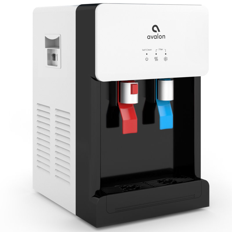 Avalon White and Black Countertop Self-Cleaning Water Cooler Dispenser