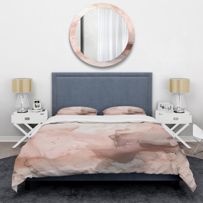 Pink Delicate Abstract Marble I - Abstract Marble Duvet Cover Set - Microfiber Polyester