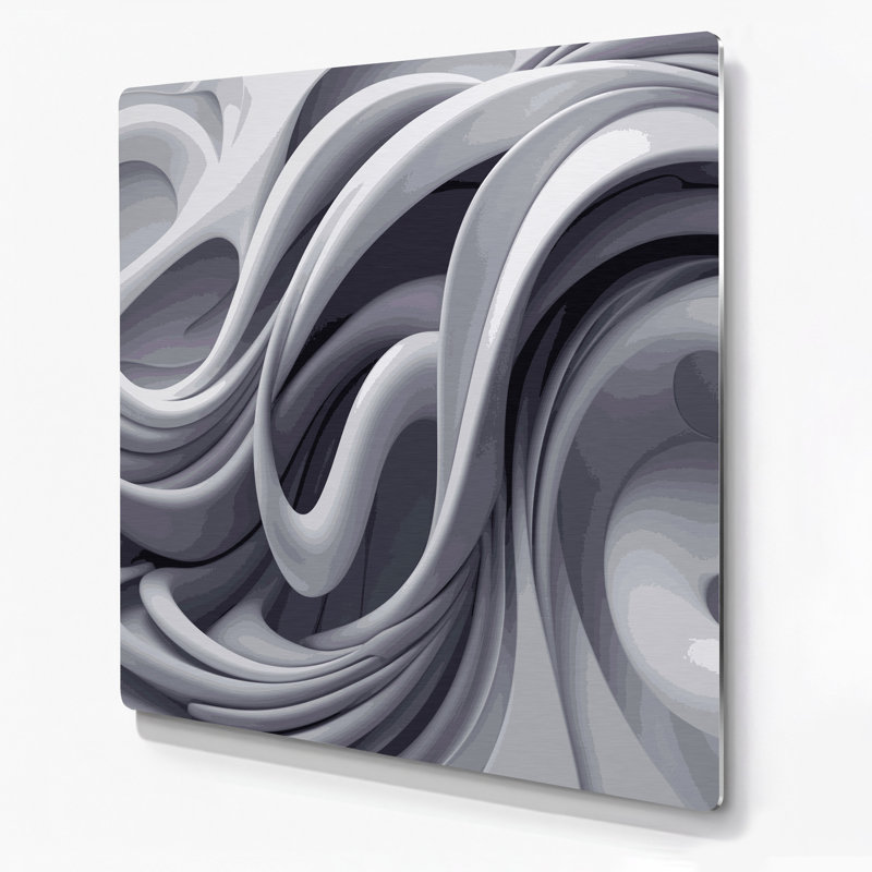 Biomorphic Abstraction 12, art mural gris en métal, H 16 po x l 16 po