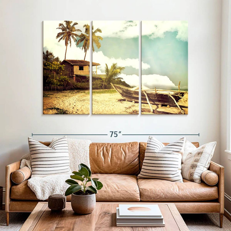 Mehar Old Boat By The Shore, 42" H x 65" W