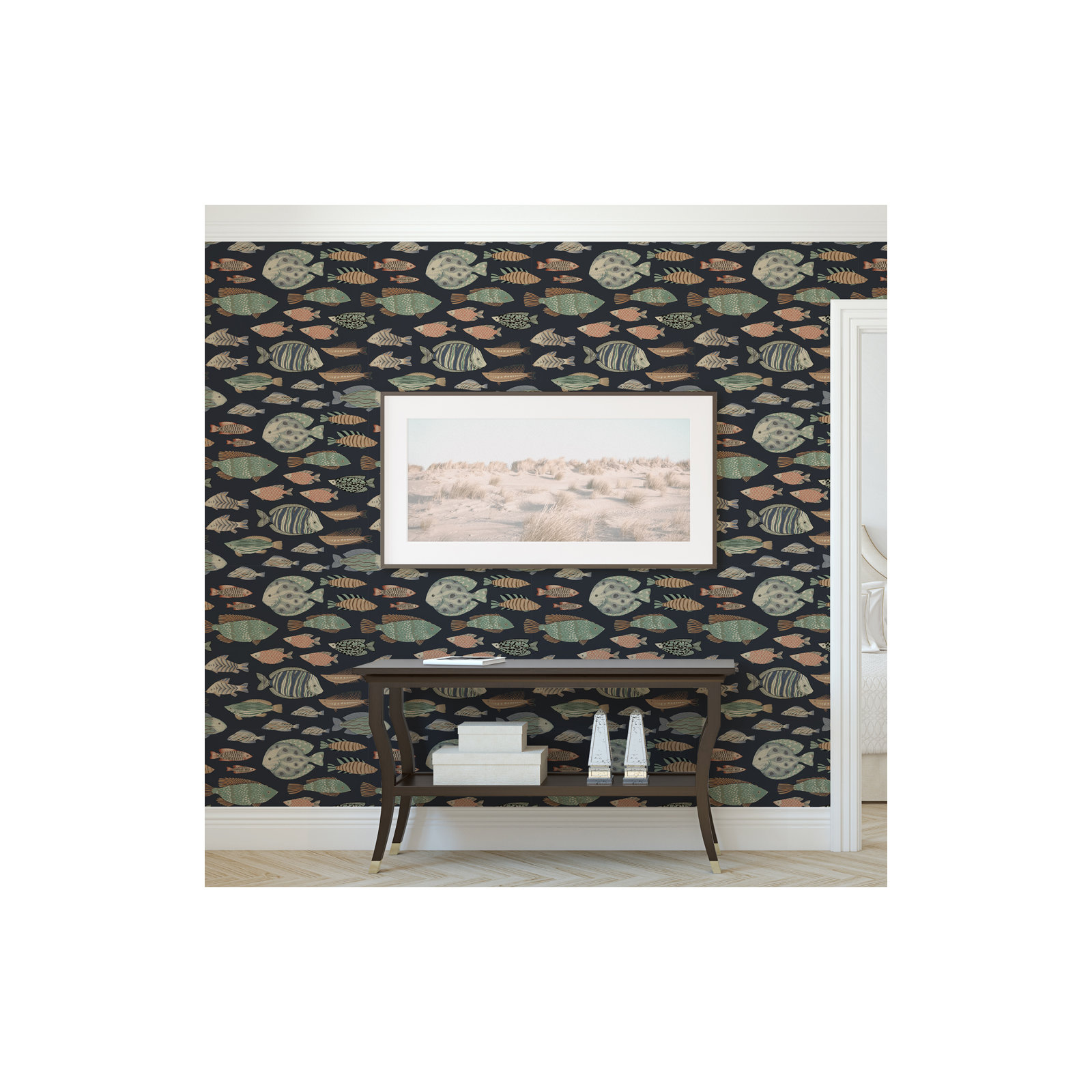 Marine Fish Peel And Stick Wallpaper, Nightfall