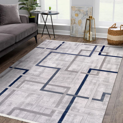 Modern/Abstract Beige Machine Washable Non-Slip Area Rug