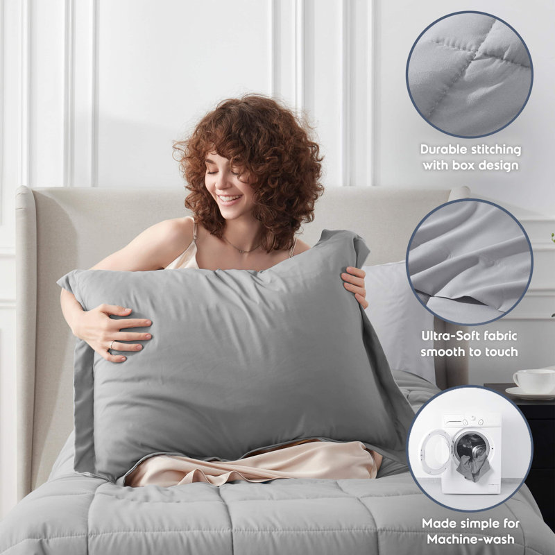 Twin Grey Reversible Microfiber Bed in a Bag Set
