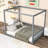Full Size Canopy Frame Rubber Wood Floor Bed With Fence,Guardrails