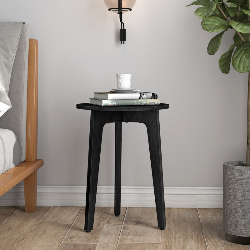 Round End Table, Black